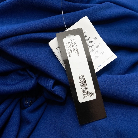 XSCAPE. Plus Size Tulip-Sleeve Gathered-Waist Gown - Picture 8 of 14